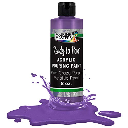Pouring Masters Plum Crazy Purple Metallic Pearl Ready to Pour Acrylic Pouring Paint - Premium 8-Ounce Pre-Mixed Fluid Acrylic Paint - Fluid Art Supplies for Canvas, Wood, Paper, Tile & Rocks - color: Plum Crazy Purple Metallic Pearl, size: 8 Fl Oz (Pack