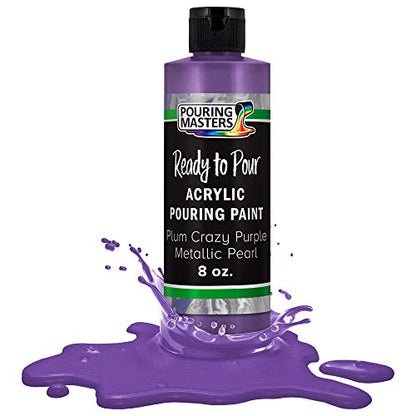 Pouring Masters Plum Crazy Purple Metallic Pearl Ready to Pour Acrylic Pouring Paint - Premium 8-Ounce Pre-Mixed Fluid Acrylic Paint - Fluid Art Supplies for Canvas, Wood, Paper, Tile & Rocks - color: Plum Crazy Purple Metallic Pearl, size: 8 Fl Oz (Pack