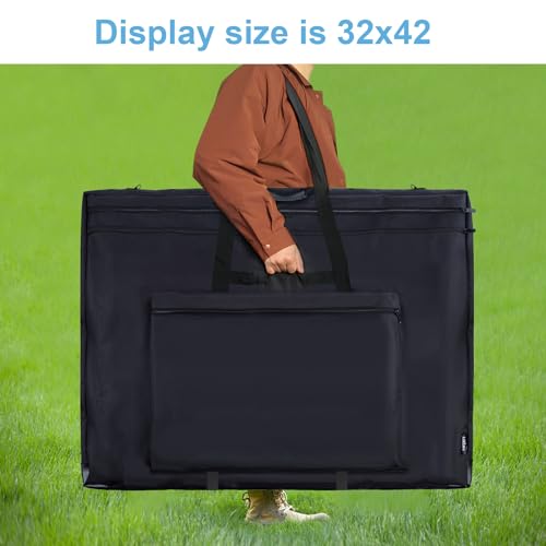 JJRING 32x42 Art Portfolio Tote Bag With Shoulder Strap, Black | Large Carrying Storage Case With Handle For Artwork, Posters, Canvas, And Drawing Boards - size: 32''*42''