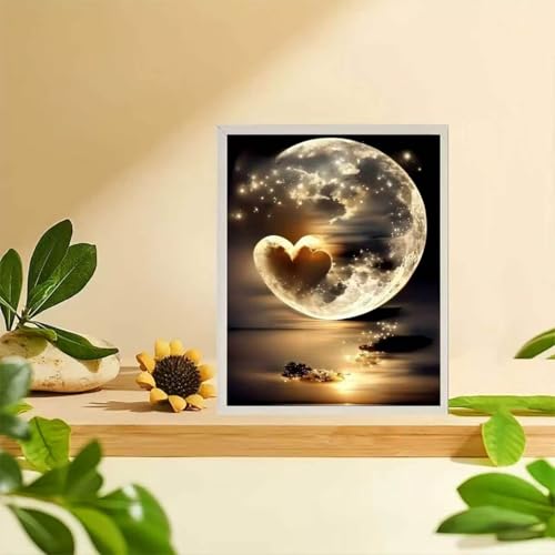 YIYITUPO Diamond Painting Kit, Full Moon Landscape, 12x16 Inches, Round Resin Rhinestones, Full Drill Coverage, Adults (YYZ-017) - color: YYZ-017