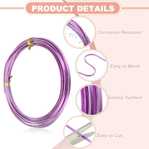 uxcell 18 Gauge Flat Aluminum Wire, 16.40 ft 3mm Wide Aluminum Crafts Wire for Flower Bonsai Crafts Carving DIY Bezel Sculpting Gem Metal Wrap, Light Purple - color: Light Purple, size: 3mm