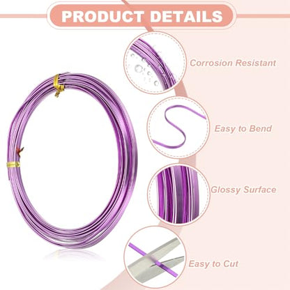 uxcell 18 Gauge Flat Aluminum Wire, 16.40 ft 3mm Wide Aluminum Crafts Wire for Flower Bonsai Crafts Carving DIY Bezel Sculpting Gem Metal Wrap, Light Purple - color: Light Purple, size: 3mm