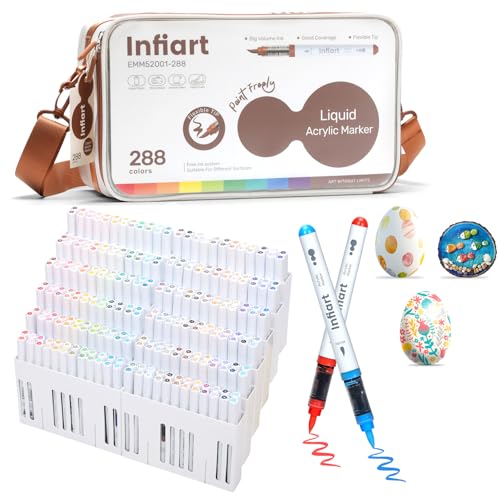 288 Colors Acrylic Paint Markers Brush Tip, Automatic Ink Control Acrylic Paint Pens Waterproof Acrylic Markers Set for Holiday Decorations, Stone, Wood, Glass, DIY & Art Supplies