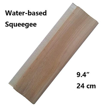 INTBUYING Screen Printing Squeegee Ink Squeegee Wooden Water Scraper 65 Durometer 9.4nches Long 4 inches Wide with Rubber Blade and Wooden Handle - size: 9.4 inches long