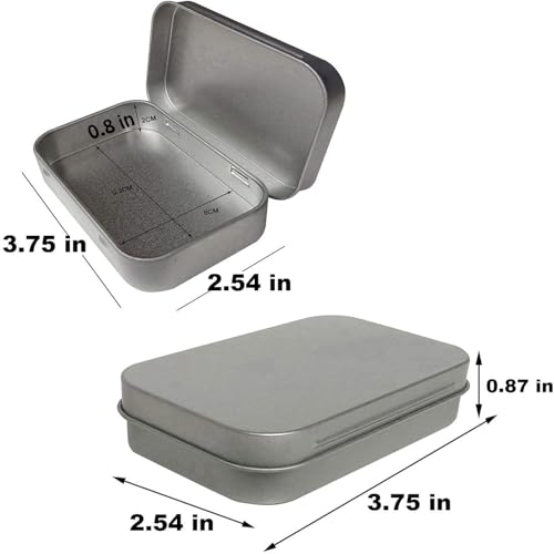 Hulless Small Hinged Tin Box Metal Tins Storage Containers, Silver 6Pcs | Portable Craft Organizer for Home Storage to pills, candies, herbs, planting seed, nail art etc - color: Silver, size: 3.8'' X 2.6'' (6 Count)