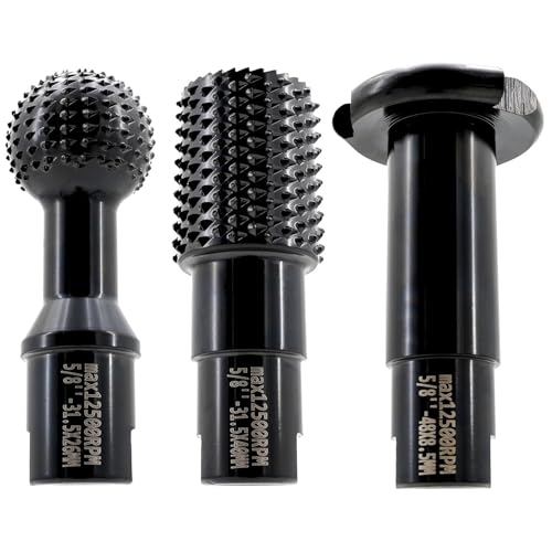 3pcs DIY Wood Carving and Deburring Tools Sphere Rotary Burrs with 5/8"-11 Thread for 4 1/2 and 5" Angle Grinder, Safe Carbon Steel Electric Grinder Bits Accessories for Wood Grinding Reaming Grooving