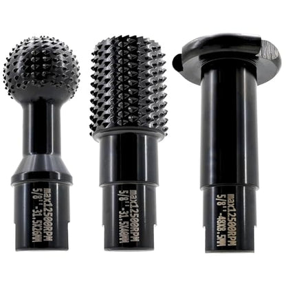 3pcs DIY Wood Carving and Deburring Tools Sphere Rotary Burrs with 5/8"-11 Thread for 4 1/2 and 5" Angle Grinder, Safe Carbon Steel Electric Grinder Bits Accessories for Wood Grinding Reaming Grooving