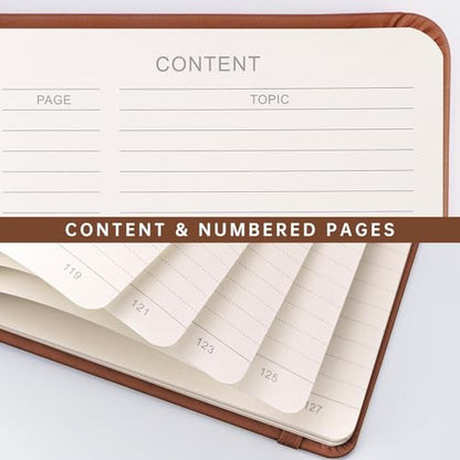 AHGXG Lined Journal Notebook, 192 Numbered Pages, A5 Size (5.7'' x 8.3'') - color: Brown, style: Lined
