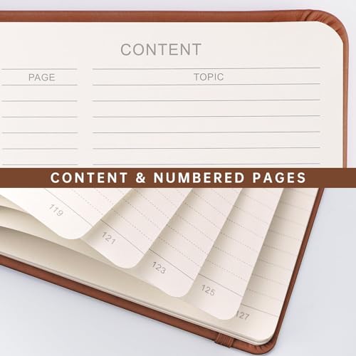 AHGXG Lined Journal Notebook, 192 Numbered Pages, A5 Size (5.7'' x 8.3'') - color: Brown, style: Lined