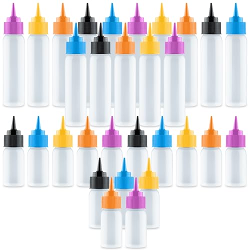 Free Hand Small Squeeze Bottles with Needle Tip - 30 Pack Precision Paint Squeeze, Fine Tip Applicator Bottles (15 x 1 oz & 15 x 2 oz) for Acrylic Paint, Royal Icing, Cookie Decorating, Crafts - size: 30