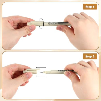 12 Pcs Fineliner Drawing Art Pens Black Waterproof Pigment Ink Set