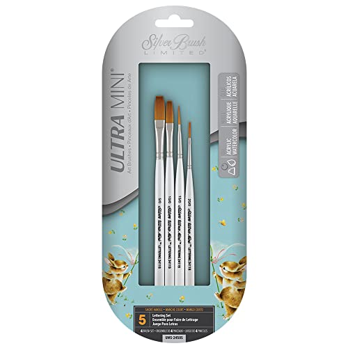 Silver Brush Limited Ultra Mini Lettering Paintbrush Set, 4pc - color: Lettering Set, size: 4 Pc