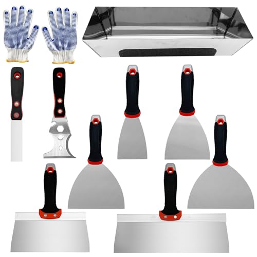 Drywall Knife Set, 10 Pcs Hand Tools Kit - color: Black - B Set