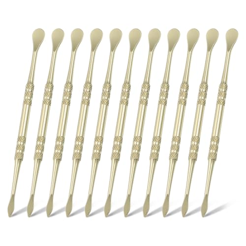 HARFINGTON 11pcs Wax Carving Tool 4.75" Double-Headed Stainless Steel Sculpture Tools Kit Modeling Engraving Sculpting Spoons for Clay Pottery Crafts Shaping, Gold Plated - color: Gold Plated