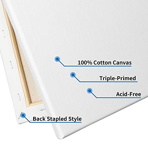 FIXSMITH Stretched White Blank Canvas- 5x7 Inch,Bulk Pack of 12,Primed,100% Cotton,5/8 Inch Profile of Super Value Pack for Acrylics,Oils & Other Painting Media. - size: 5"x7"-12Pack