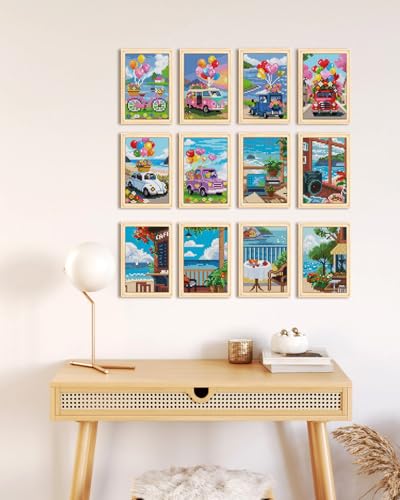forever young Sea Echo & Dream Journey Small Diamond Art Kits, 5x7In Canvas | 12 PCS DIY square diamond painting kits for beginners and adults, perfect for collecting, display ＆ relaxing stress relief - color: Sea Echo & Dream Journey