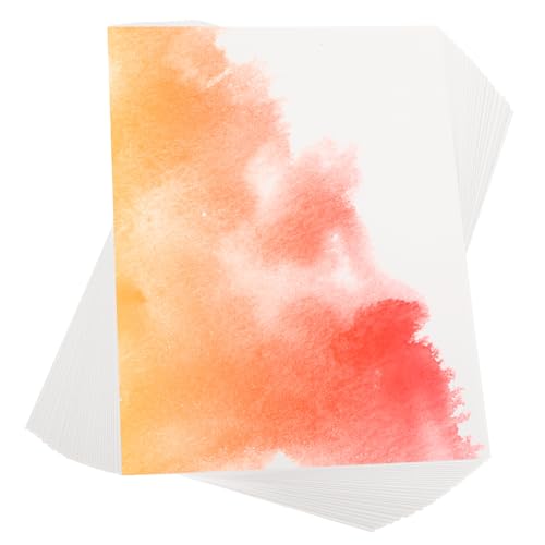 PATIKIL 50 Pcs Pure Cotton Watercolor Paper 140lb/300 GSM Water Coloring Paint Paper for Art Painting Watercolor Drawing Artist, 8x12 Inch - size: 8x12 Inch