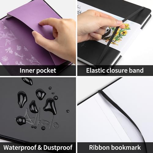 Sketchbook for Drawing, 120 Pages Sketch Book, 122LB/180GSM Thick Paper - color: Back, size: Medium (8×8INCH)