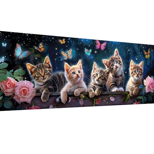 SKRYUIE 5D Large Diamond Painting Kits Cat - DIY Diamond Art Kits for Adults Animal, Full Round Drill - Crystal Embroidery Cross Stitch - Craft for Wall & Office Decor - 12x30 inch / 30x80 cm C14 - color: colorful-6