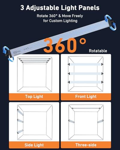 Light Box Photography 39×39 inch, 210 LED Large Photo Light Box with 3 Stepless Dimming Light Panels & 4 Matte PP Backdrops, Professional Photo Background Shooting Tent for Product Photography - size: 39*39 inch