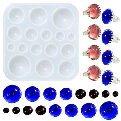 1 Pcs Half Round Cabochon Molds Resin Gem Jewelry Silicone Casting Molds Round Molds for Making Rings Jewelry Making Craft - color: 1pcs-91x89x13mm-half round cabochon molds