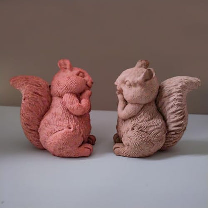 Squirrel Silicone Mold, Cute Squirrel Candle Soap Making Molds, 3D Animal Shaped Cake Fondant Chocolate Decorating Mold, Epoxy Resin Casting Concrete Plaster Wax Art Craft Mould Kit - color: Squirrel
