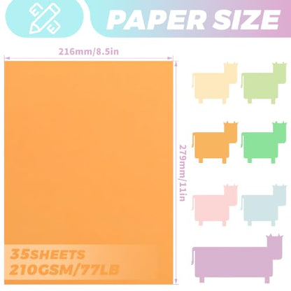 35 Sheets 7 Colors Cardstock - Pastel 8.5'' x 11'' 77lb/210gsm - color: 7 Colors