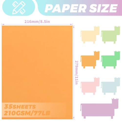 35 Sheets 7 Colors Cardstock - Pastel 8.5'' x 11'' 77lb/210gsm - color: 7 Colors