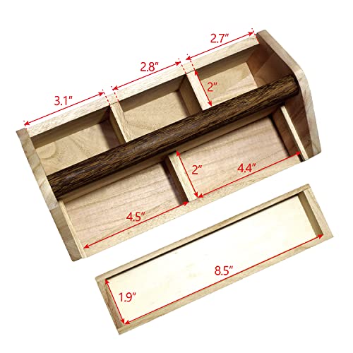 Ikee Design Small Wood Craft Tool Box Caddy with a Handle for Storage - color: Natural