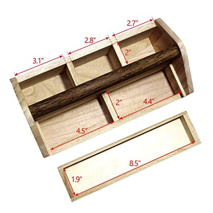 Ikee Design Small Wood Craft Tool Box Caddy with a Handle for Storage - color: Natural