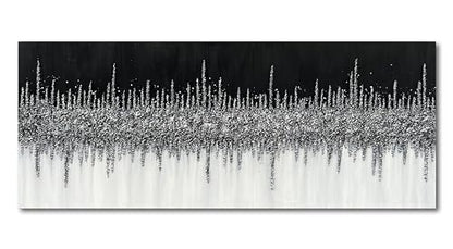 Art Hand-Painted Black and Gray Wall Art Textured Oil Paintings Modern Abstract Wall Art Home Decor 24x60 Inches - color: Yi043