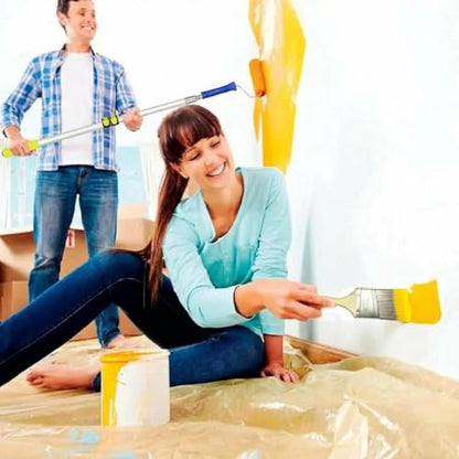 Paint Roller Kit with 2 to 4 FT Extension Pole for House Painting - Completed Home Painting Set with 9″ & 4″ Paint Roller Covers, Tray, Paint Brushes and Accessories
