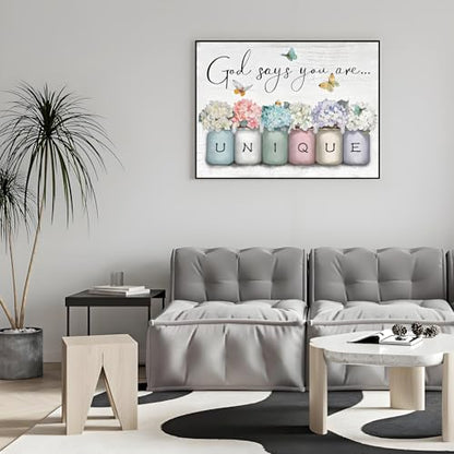 Shouruihua Diamond Painting Kits for Adults, Inspirational Diamond Art Kits | Unique, Bible Verse, Gem Art, Diamond Dotz Kits, Diamond Dots, Full Round Drill Diamond Painting Kits Beginner, 15.7x11.8 in - color: God Says You Are Unique