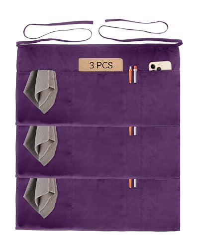 Xeoxarel Aprons with 4 Pockets (Available in 3 Pack / 7 Pack) 23.5'' X 11.5'' - color: 3 Pack Half Apron-purple