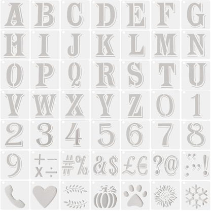 4inch Letter Stencils for Painting, Number and Symbols Craft Stencil | 49Pcs Uppercase Alphabet Drawing Templates Reusable DIY Spray Painting Stencil for Wall Art, Wedding, Birthday, Thanksgiving - size: 4 INCH