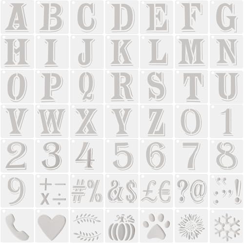 2 Inch Alphabet Stencils Reusable Uppercase Letters Numbers Symbols | Spray Painting Letter Stencils 49Pcs Drawing Template Kit for Wedding, Banners, Signage Making, Poster Making, DIY Art Craft - size: 2 INCH