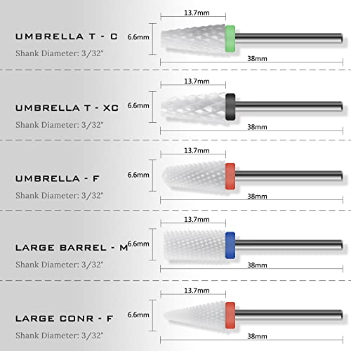 Ceramic Nail Drill Bit 10Pcs-3/32 Nail Drill Bits for Acrylic Nails,Professional Electric Nail Drill for Crystal Nail Extension Nail Removal,The Short Handle Does Not Shake. - size: Combo 01