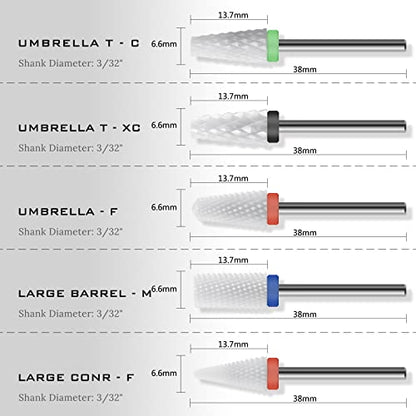 Ceramic Nail Drill Bit 10Pcs-3/32 Nail Drill Bits for Acrylic Nails,Professional Electric Nail Drill for Crystal Nail Extension Nail Removal,The Short Handle Does Not Shake. - size: Combo 01