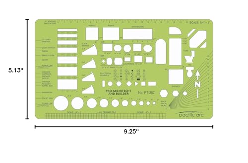 Pacific Arc, Architects & Builders Template, 1/4 in Scale, Drawing aid Stencil for Professional or School Work, Size 5.125 x 9.25 in. - style: Architects & Builders