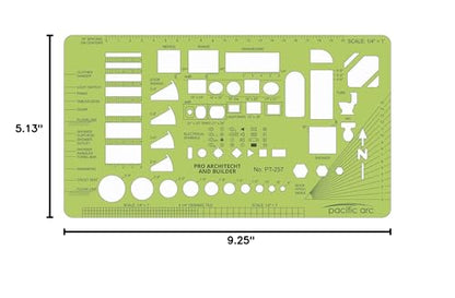 Pacific Arc, Architects & Builders Template, 1/4 in Scale, Drawing aid Stencil for Professional or School Work, Size 5.125 x 9.25 in. - style: Architects & Builders
