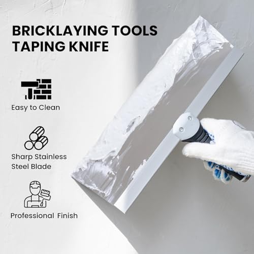 Mister Rui 8" Stainless Steel Drywall Taping Knife, Soft Grip Handle