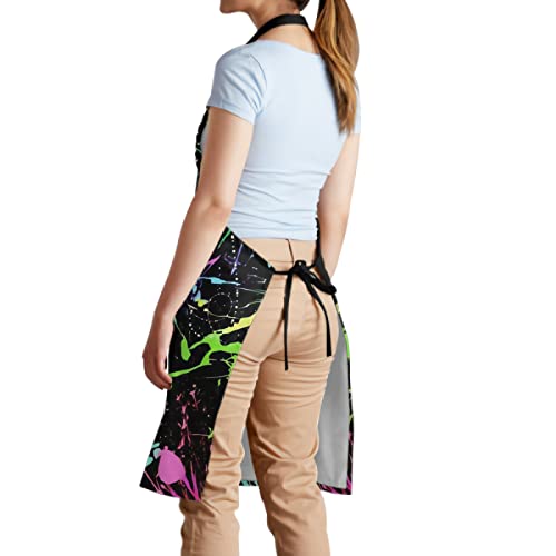 Giwawa Unisex Adult Apron Waterproof Stain Resistant Kitchen Cooking Apron with 2 Pockets for BBQ Grill Painting - color: Black Oil Paint