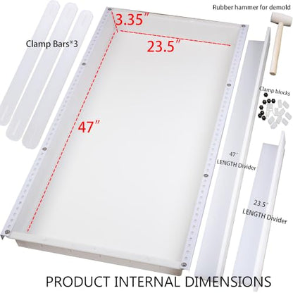 Kalinta Epoxy Mold with Divider Adjustable- 47x23.5x3in No-Seal Resin Plastic Mold Integrated Clamping System - Perfect for Beginners & Experienced Artists - Ideal for Creative Resin Art Projects - size: 47"x23.5"x3"