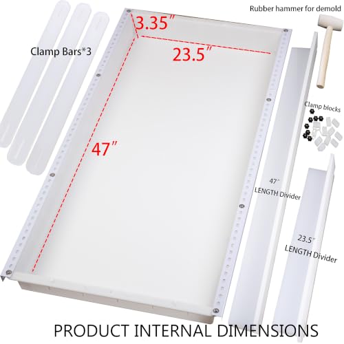 Kalinta Epoxy Mold with Divider Adjustable- 47x23.5x3in No-Seal Resin Plastic Mold Integrated Clamping System - Perfect for Beginners & Experienced Artists - Ideal for Creative Resin Art Projects - size: 47"x23.5"x3"