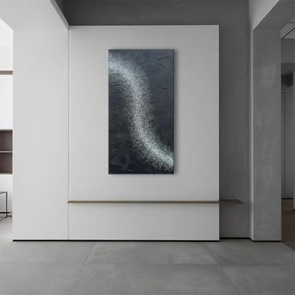 zoinart Handmade Large Glittery Crystal Canvas Wall Art, 24x48 Inches Black Abstract Modern Oil Paintings, Textured Contemporary Wall Art Ready to Hang - color: BL-062