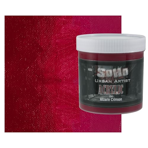 Soho Urban Artist Heavy Body Acrylic Paint - 500 ml Jar - Alizarin Crimson - Thick, Rich Color, Excellent Coverage, Professional Quality - Artists Acrylic Paint - color: Alizarin Crimson, size: 16.91 Fl Oz (Pack of 1)