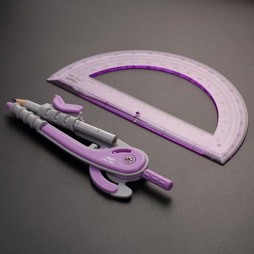Mr. Pen- Geometry Compass and Protractor Set, 6 Inch Compass - color: Purple, size: 1 Set