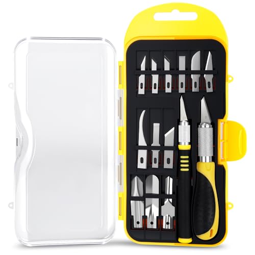 Exacto Knife Set, Precision Craft Hobby Knife Kit, 16 PCS knife set with Storage Case, for DIY Crafting, Paper, Leather, Foam, Vinyl, Fruits, Pumpkin, Models, 3D Printing, Junk Journal Supplies
