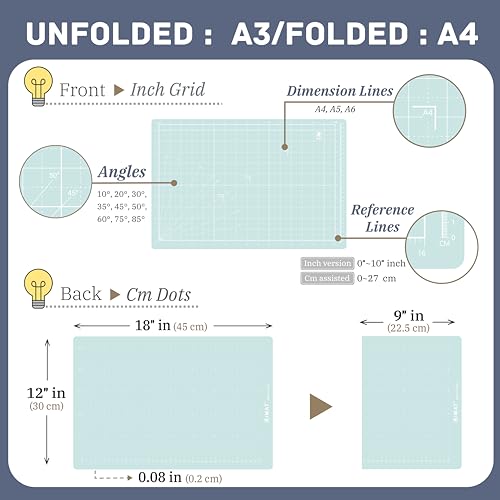 iMAT Flip Cutting Mat Note A3 Foldable Double-Sided Light Green - color: Light Green