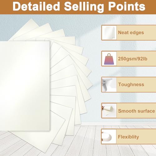 Silunkia 28 Sheets Cream Shimmer Cardstock 8.5 x 11 Off White Paper 92lb | Heavyweight Glossy Paper Card Stock for DIY Cards Making, Business Cards, Wedding Invitations, Crafting, Menus - color: Cream, size: 28 Sheets